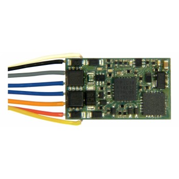 Zimo MX820Y wie MX820V, zusätzlich 16 Ausgänge (Open-collector 100 mA) auf Löt-Pads  für Lämpchen (LEDs), z.B.acht 2-begriffige Signale oder vier mit 4 Lichtern